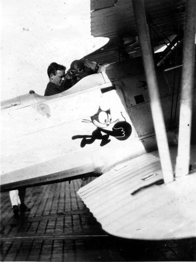 #21 Charles Lindbergh in a Boeing F3B-1, BuNo A-7739, VB-2B, USS Saratoga, February 1929.
