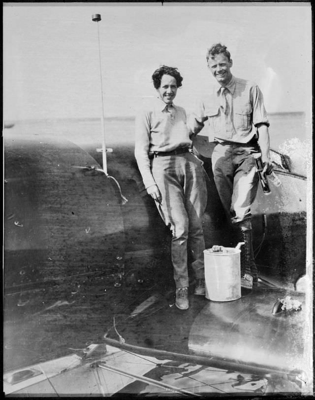 #23 Lindy and wife at Churchill, Manitoba, Lake Baker – sixth leg of vacation flight from Washington, D.C. to Tokyo, 1931.