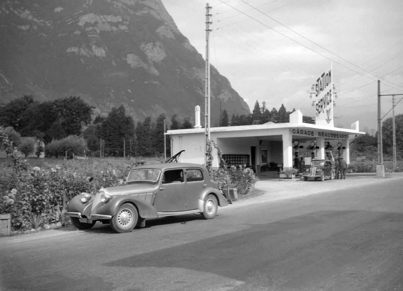 #49 Service station in France, Isère, 1950.