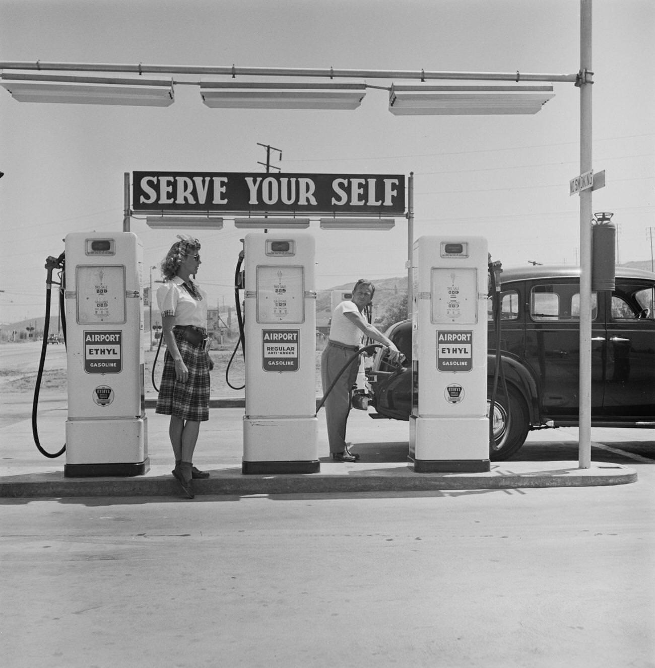 #20 Self-service gas station in the United States, 1945.