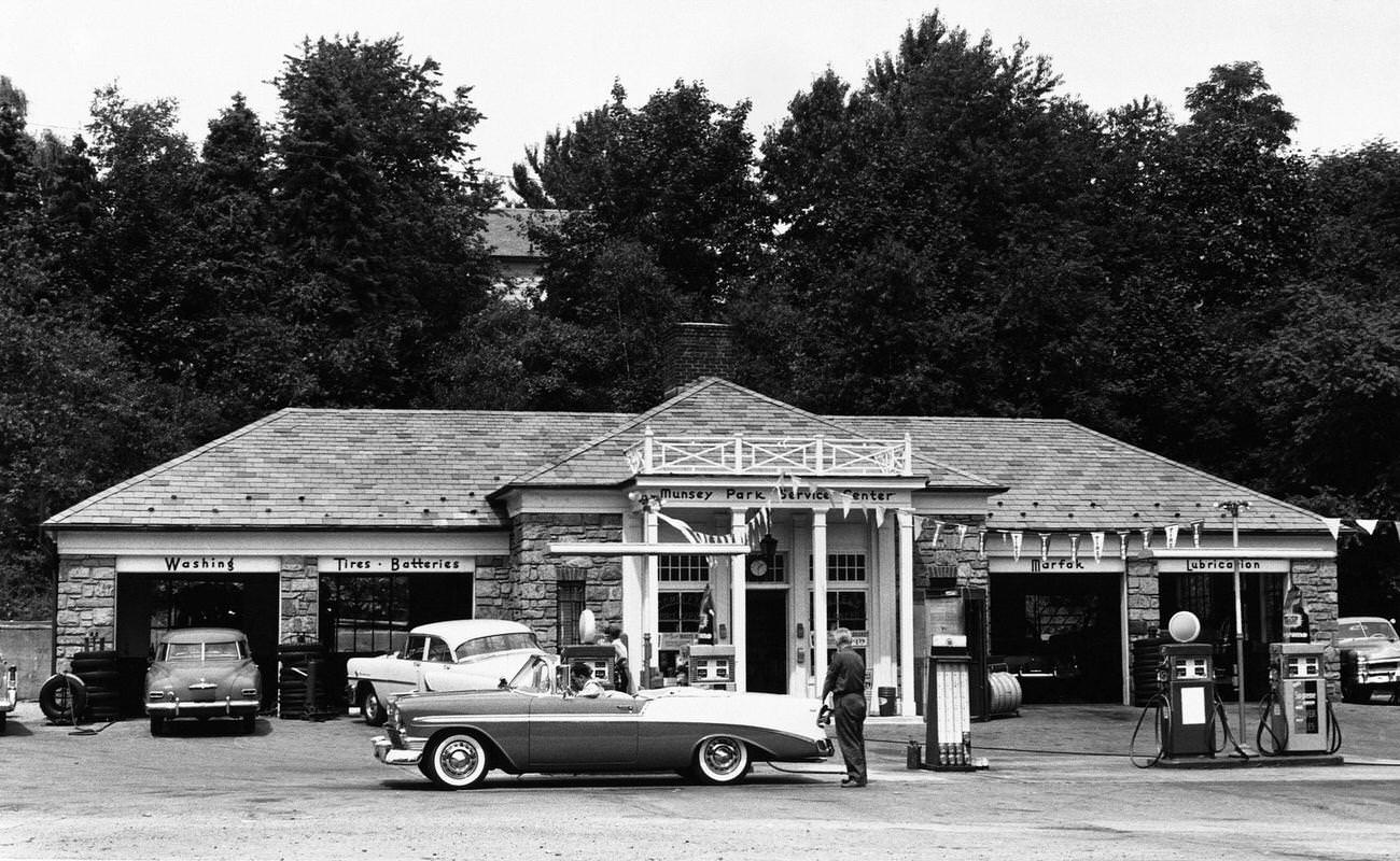 #32 Car Refueling at an American Gas Station, 1950s