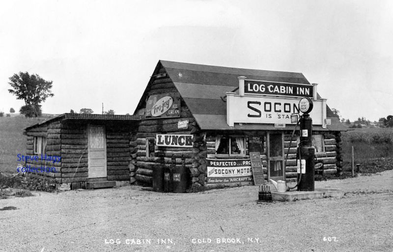 #46 Log Cabin Inn located in Cold Brook, NY, 1930s.