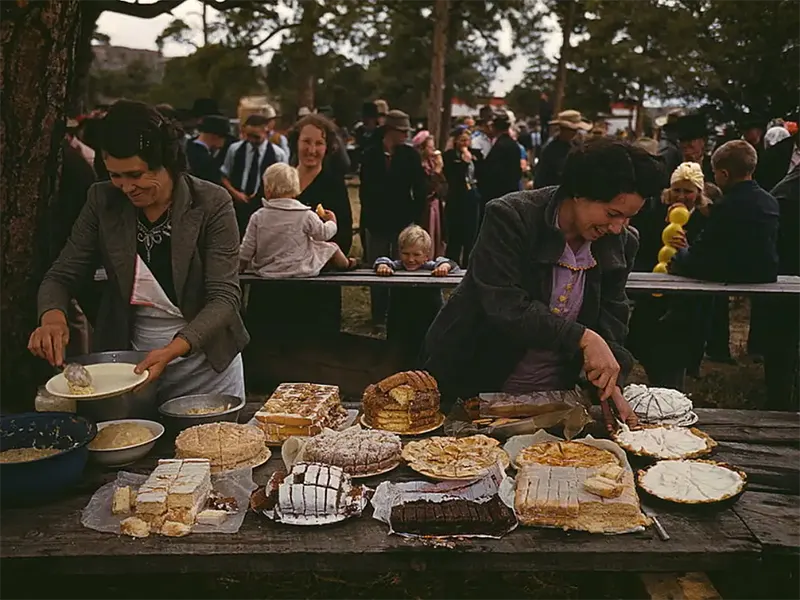 #14 Serving barbecue at Pie Town Fair, NM, 1940.