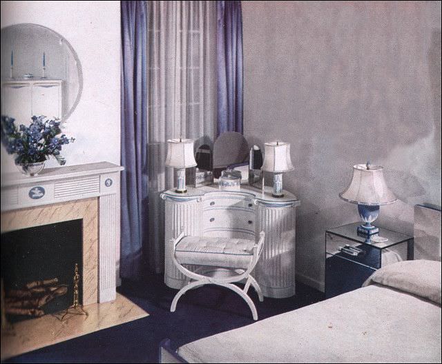 #24 Art deco bedroom in white & purple, 1936