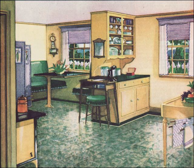#10 Armstrong sunny yellow kitchen, 1931