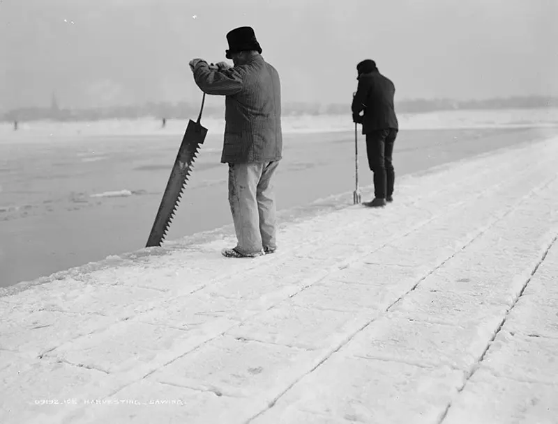 #18 Before refrigeration, men literally stood on thin ice with saws.