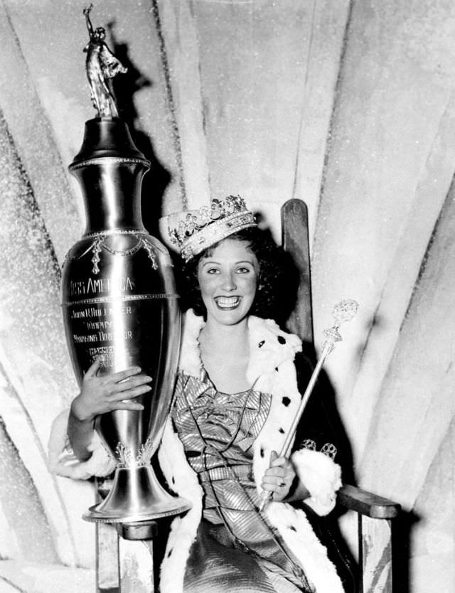 #16 Henriette Leaver, Miss Pittsburgh and Miss America 1935, with Crown and Trophy, 1935