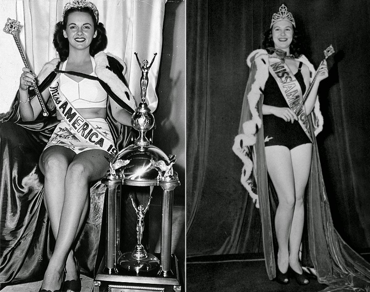 #2 Barbara Jo Walker and France Burke, Miss America Winners of 1947 and 1940, Showing off Capes and Wands, 1940