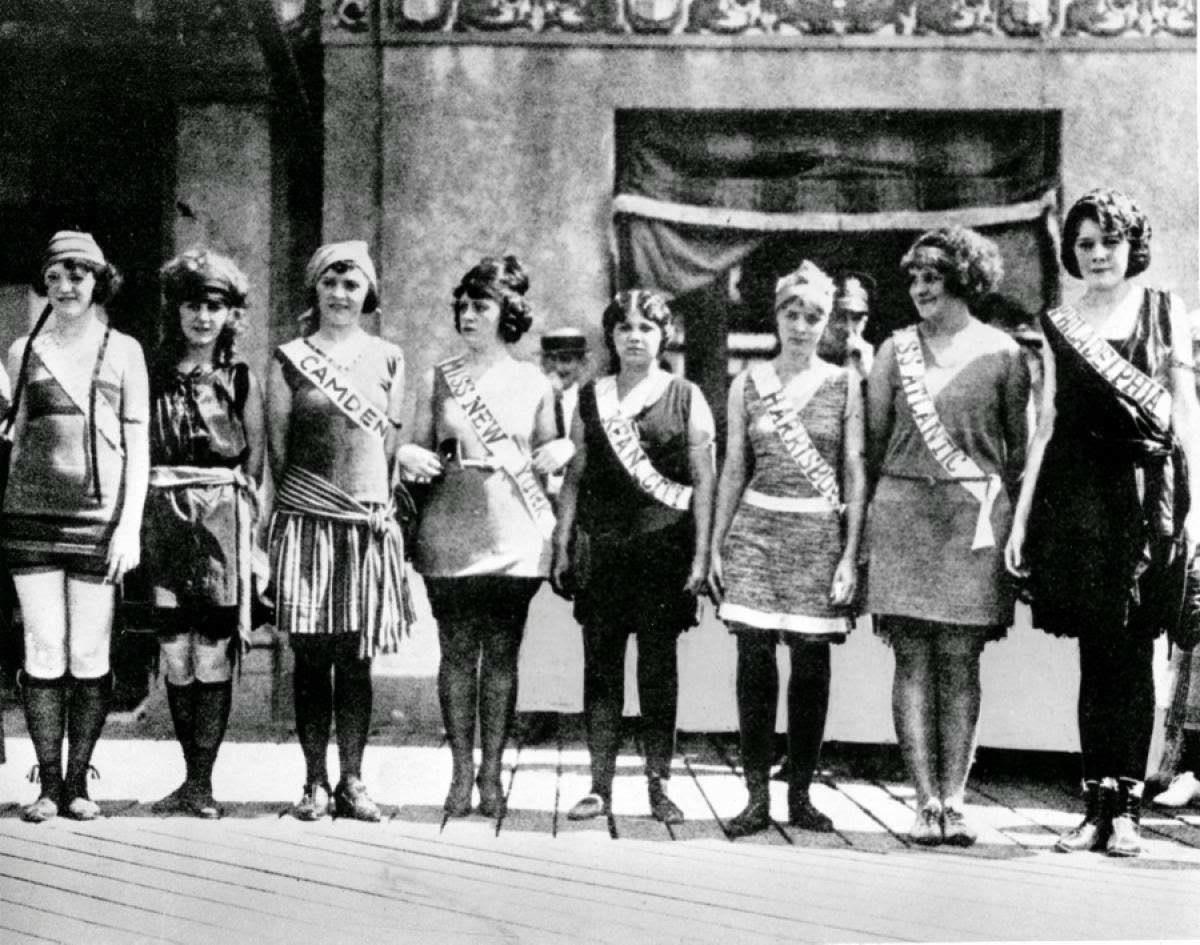 #3 Contestants Lined Up at First Miss America Pageant, Atlantic City, 1921
