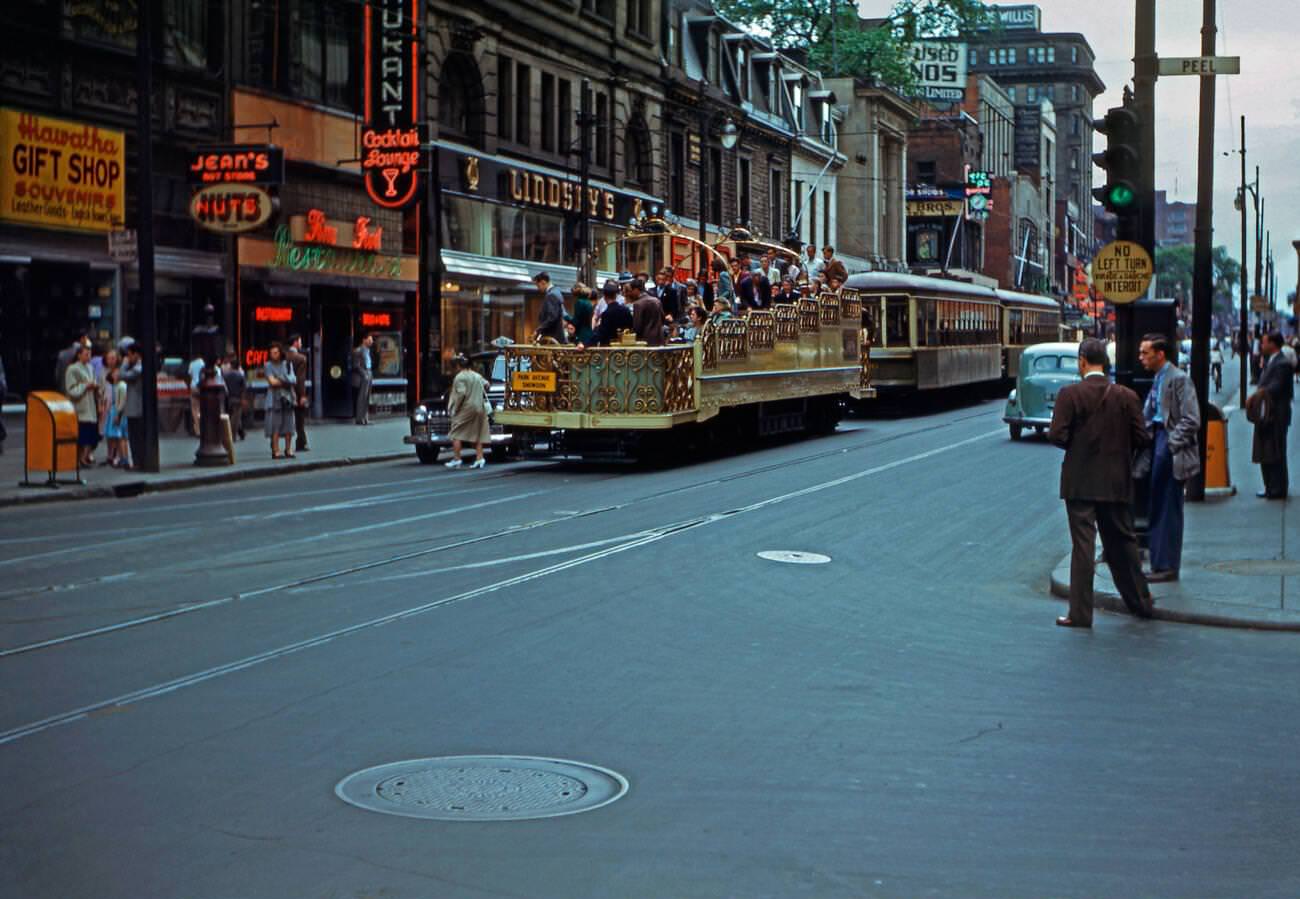#32 Open top streetcar, Montreal, Quebec, Canada, 1955