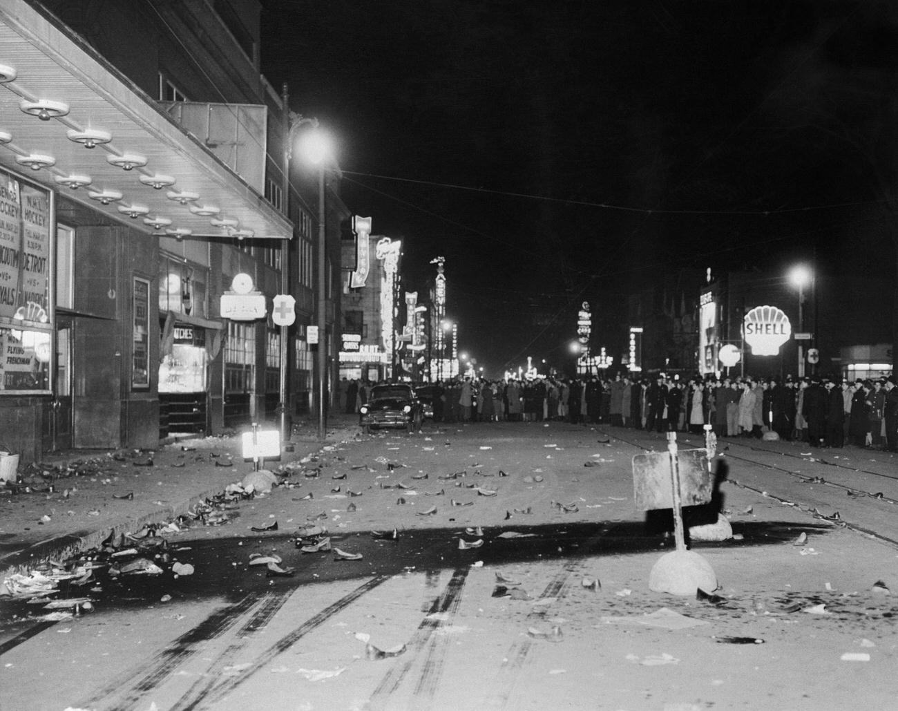 #34 Police Restrain Crowd, Montreal’s Forum, 1950