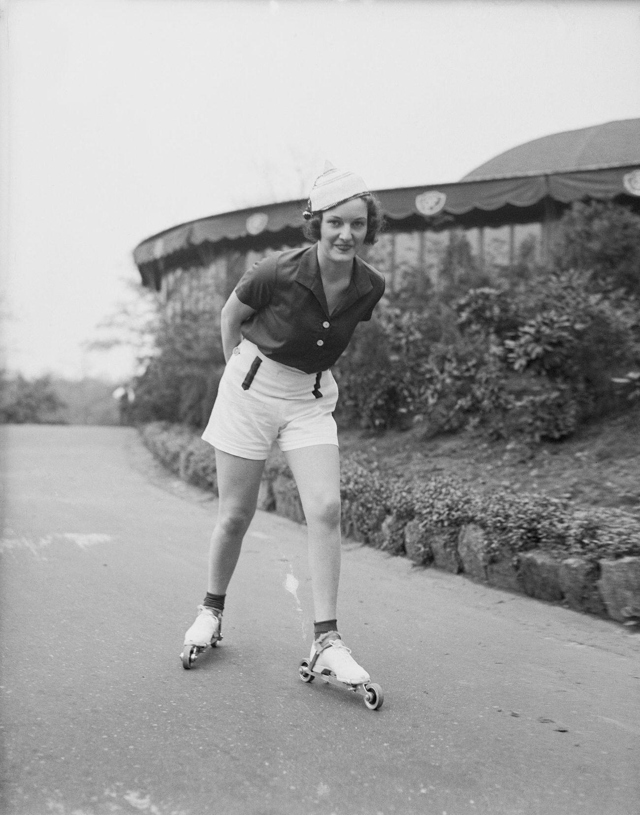 #11 Elizabeth Kip in Roller Skating Fashion Show, New York, 1933.