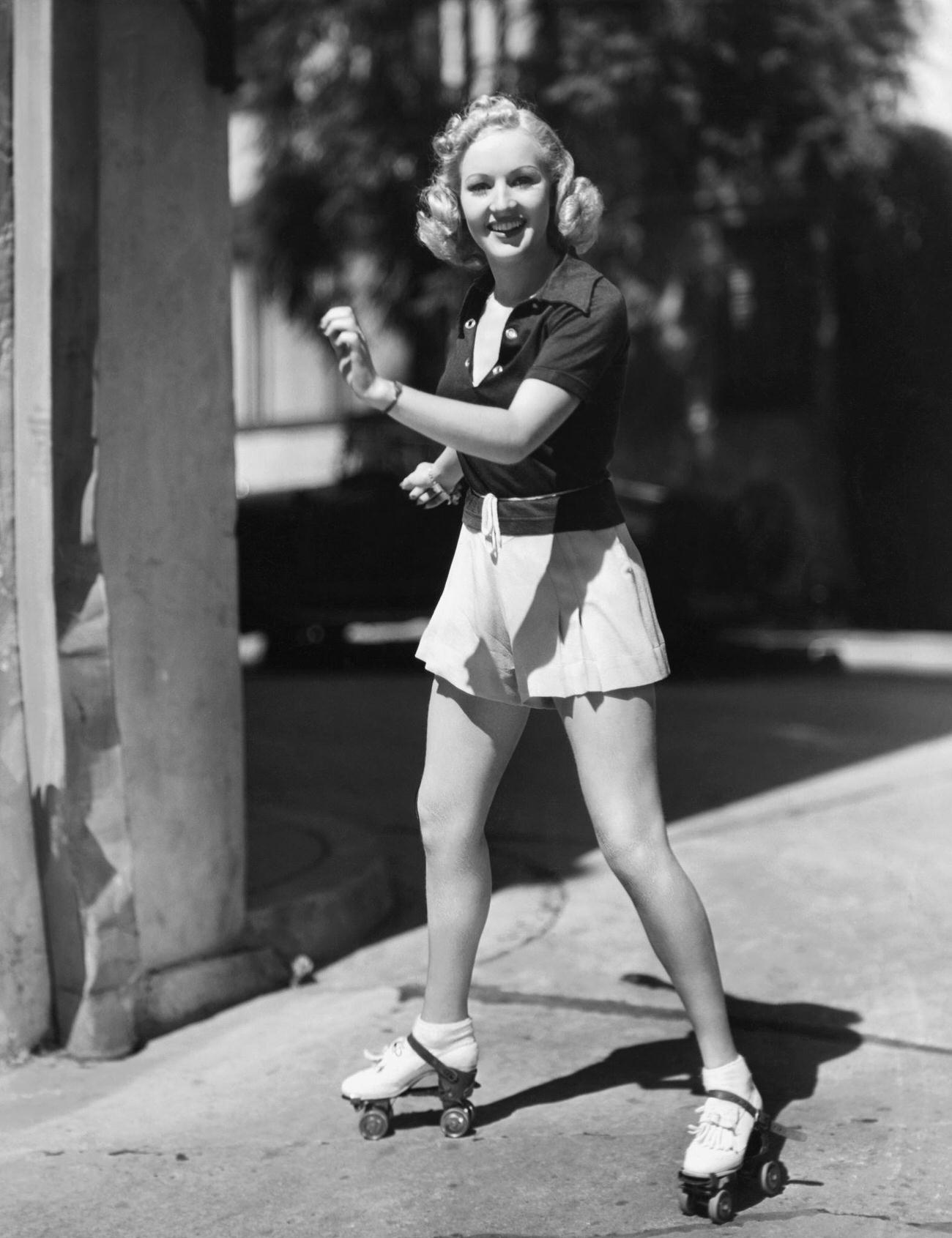 #22 Actress Betty Grable Roller Skating.