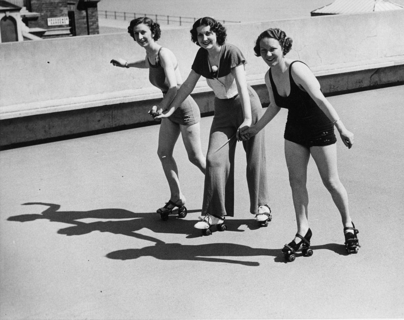 #23 Women Roller Skating on the Hastings Front, 1937.