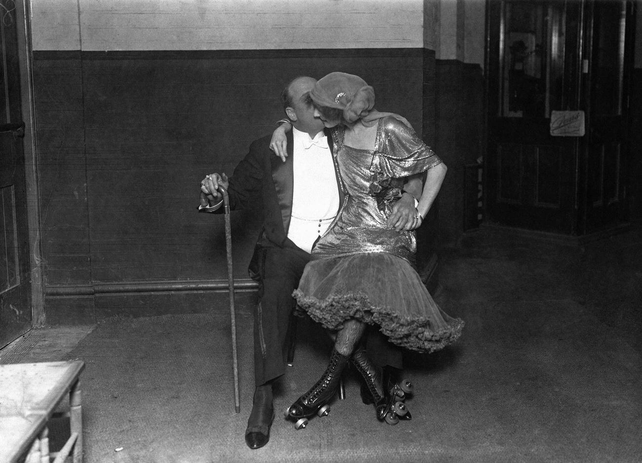 #5 Female Roller Skater Resting at a Rag Time Carnival.