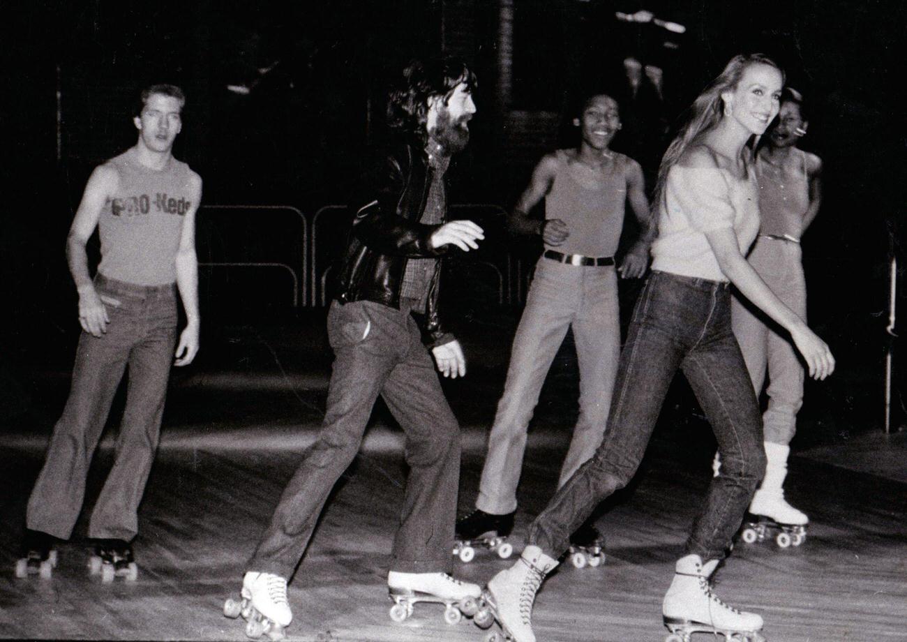 #69 Mick Jagger and Jerry Hall Roller Skating, New York, circa 1975