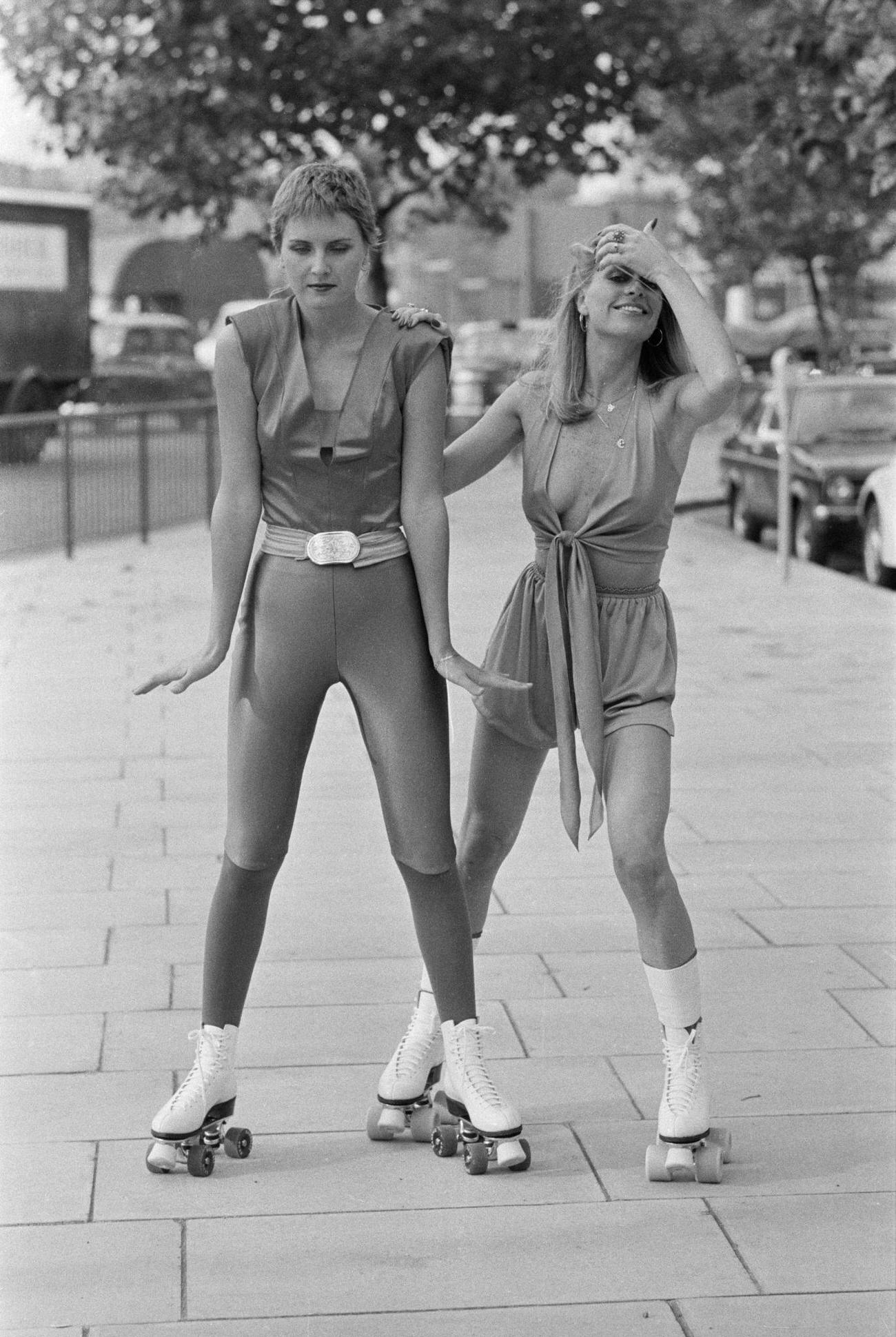 #71 Denise Crosby and Candy Moore Roller Skating in London, 1978