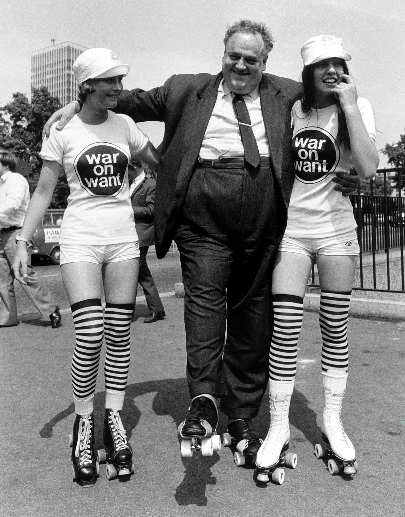 #72 Cyril Smith Roller Skating to Publicize Charity “War on Want,” London, 1978