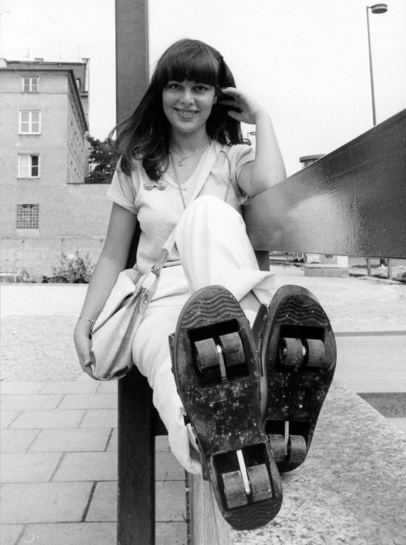 #88 Young Woman in Munich Wears Pop-Wheels Rollerskates, 1980