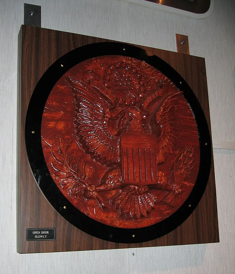 #1 Replica of The Thing which contained a Soviet bugging device, on display at the NSA’s National Cryptologic Museum.