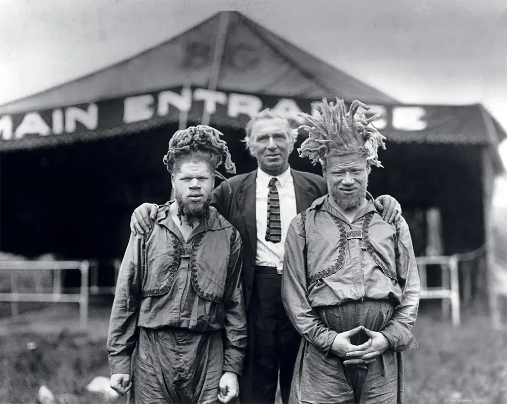 #1 The Muse brothers: Willie (left) and George with showman Al G Barnes, 1918-22.