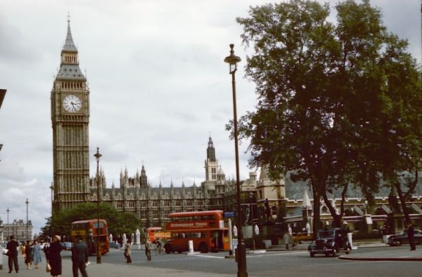 #34 Palace of Westminster and Big Ben, London, August 1958.