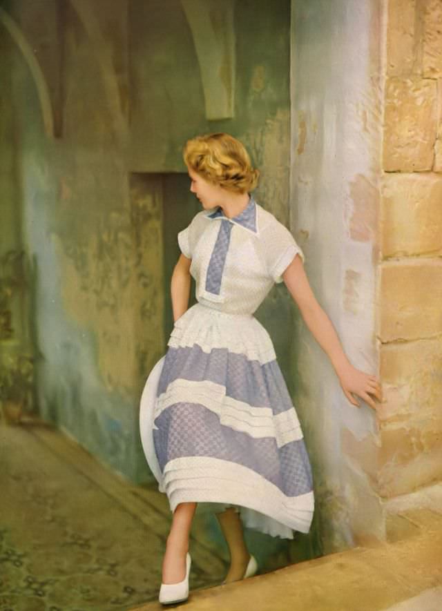 #17 Model in Susan Small’s muslin summer dress, Harper’s Bazaar UK, June 1951.