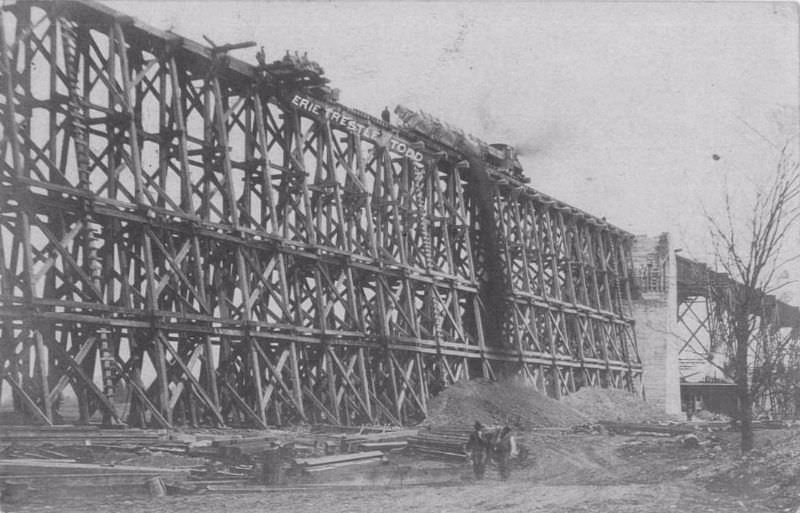 #20 Erie Railroad trestle construction.