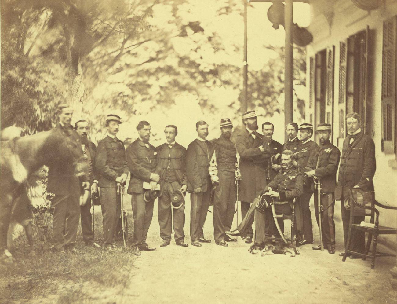 #61 British officer Garnet Joseph Wolseley with Sir Hope Grant and staff in the Anglo-French expedition in China, 1860.