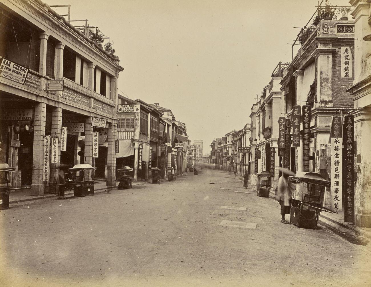 #67 Queen’s Road looking west, Hong Kong, 1870
