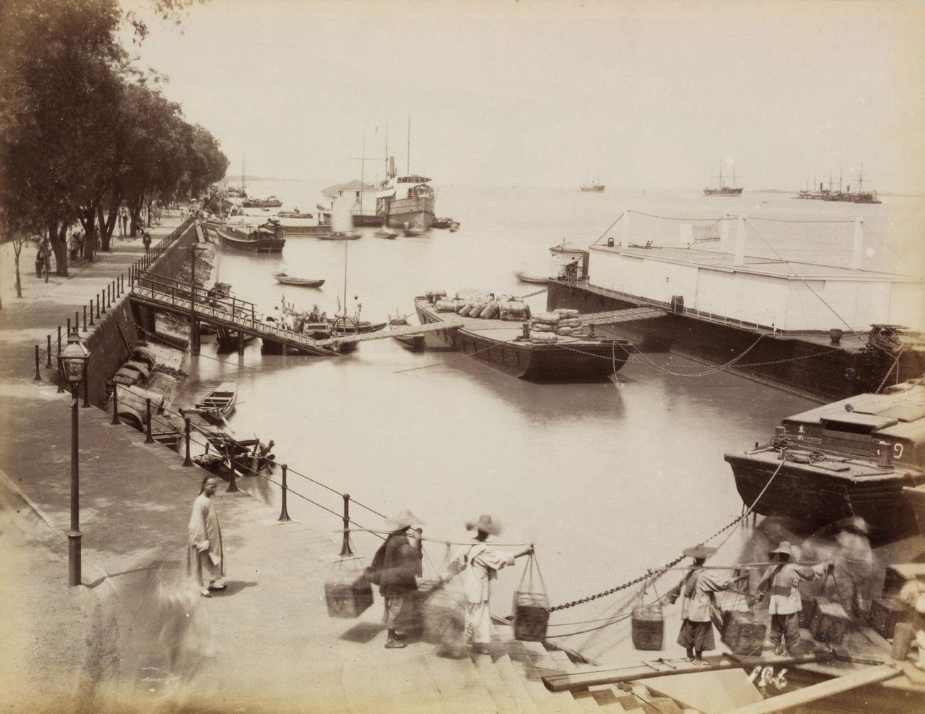 #72 Loading Tea at Hankou for Shipment, Yangtze River, 1875