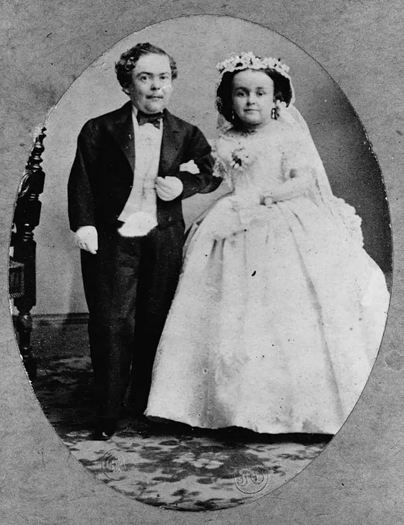 #4 P.T. Barnum circus performers General Tom Thumb and Mercy Lavinia Warren, 1863.