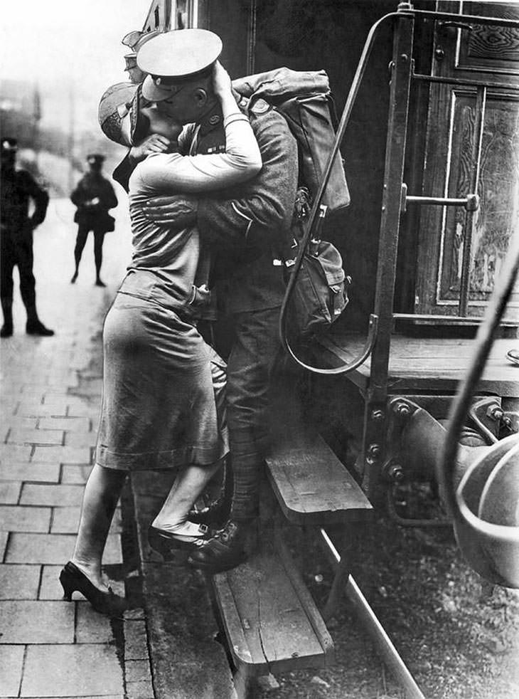 #43 British Tommie kisses Rhineland sweetheart, Konigstein, Germany, Sept. 1929.