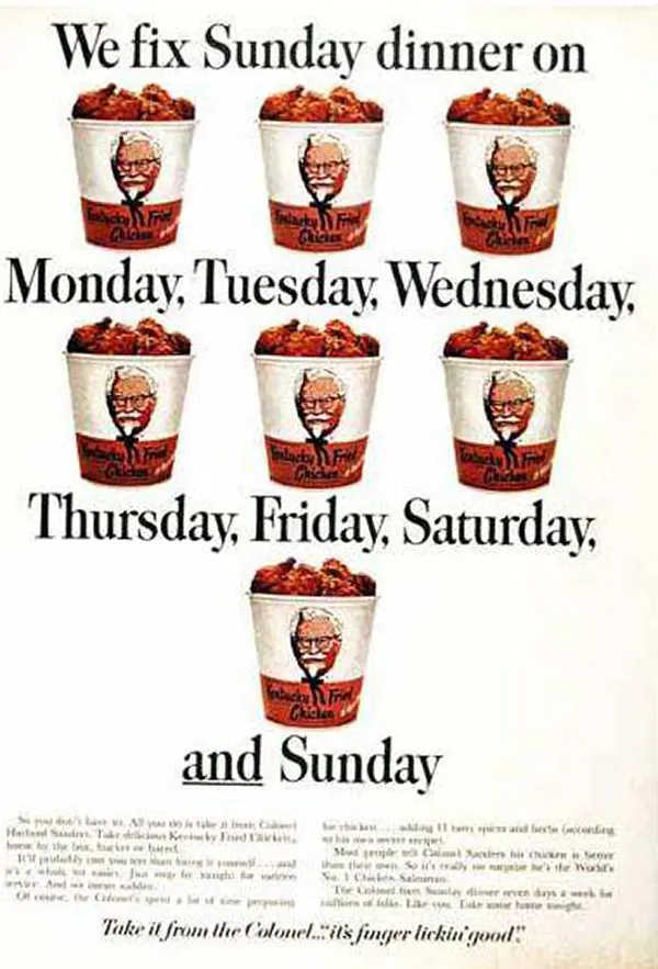 #15 KFC “We fix Sunday Dinner,” 1967.