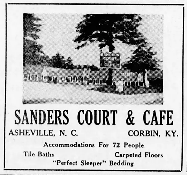 #7 Sanders Court & Café ad, Asheville Citizen Times, June 1940.