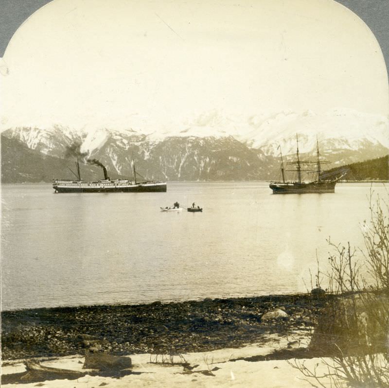 #101 The steamer Queen at Haines Mission, Alaska, en route to the Klondike.