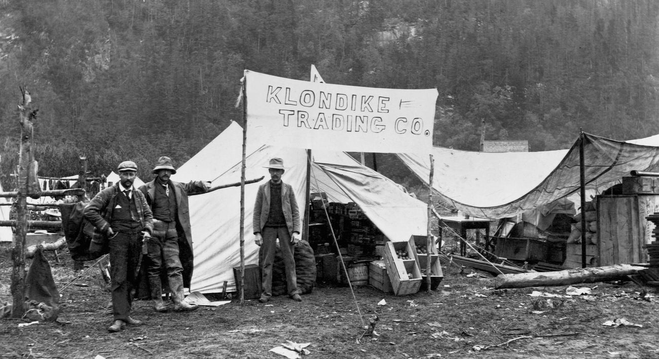 #25 The Klondike Trading Company, a general store in a tent, Alaska, during the Gold Rush.