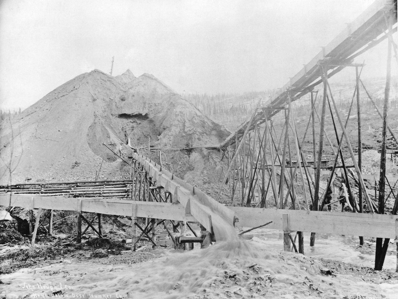 #38 A gold mine at Hunker Creek during the Klondike Gold Rush in Yukon, Canada, circa 1898.