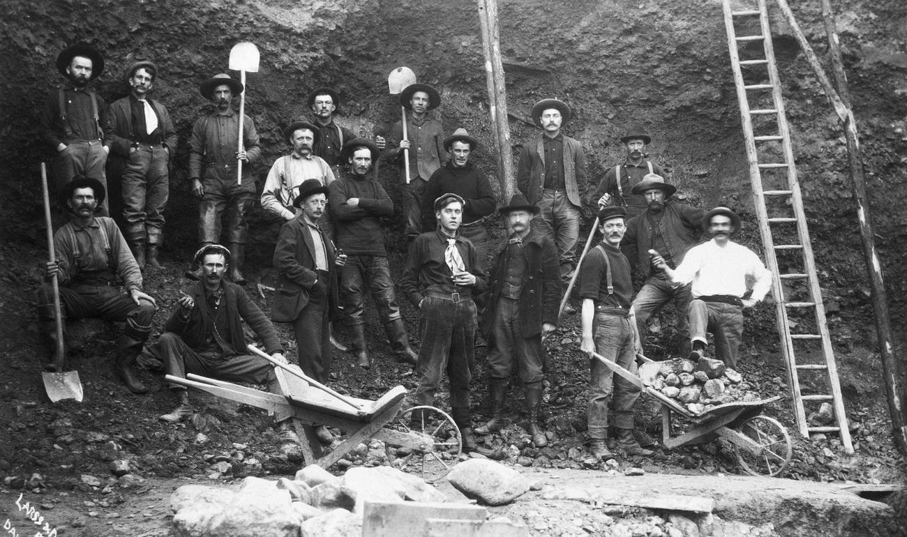 #3 Miners engaged in pick and shovel mining in Alaska during the Klondike Gold Rush.