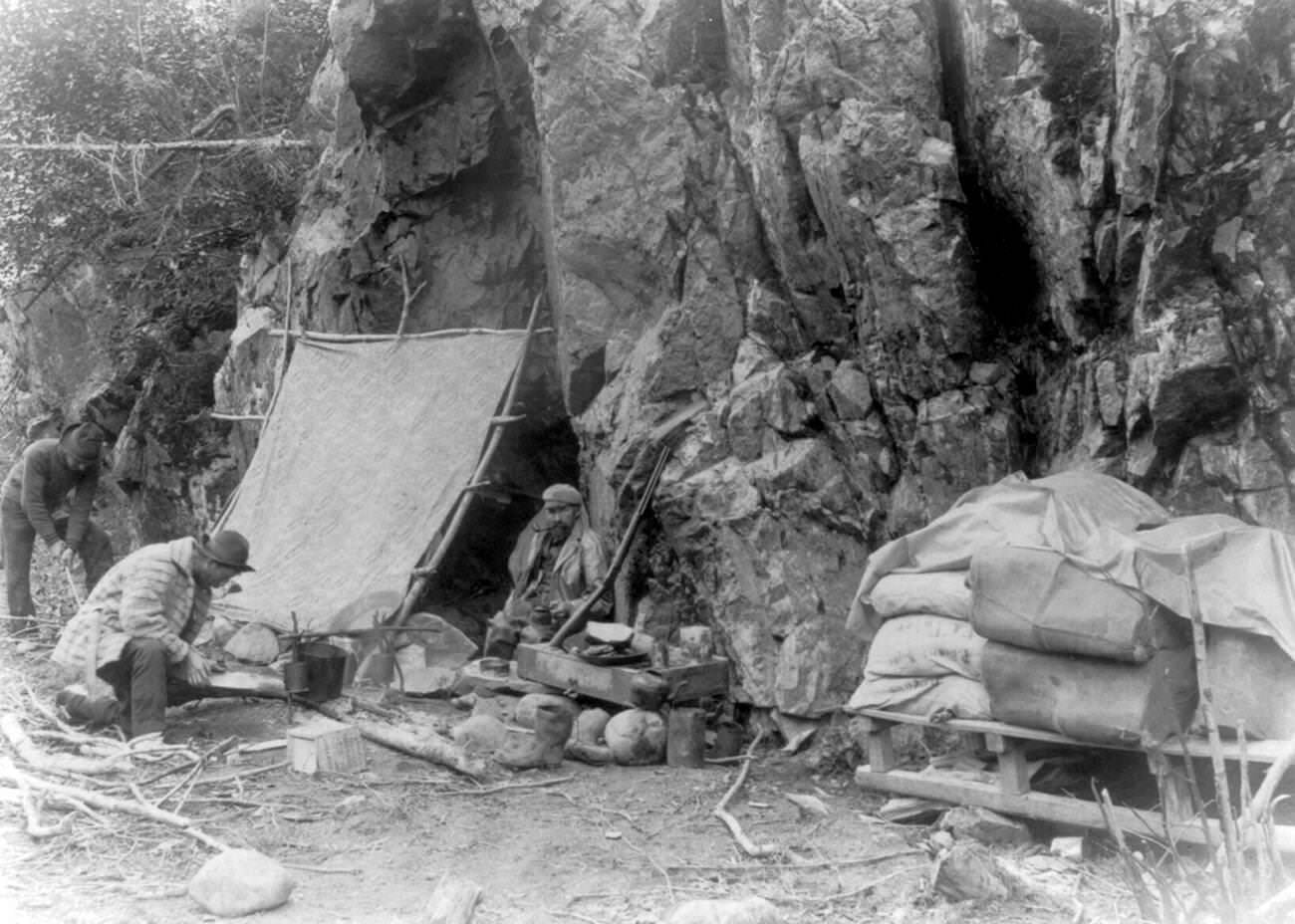 #63 Packer’s home at the foot of the canyon on the Dyea Trail during the Klondike Gold Rush.