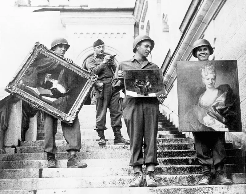 #1 American soldiers recovering paintings, Neuschwanstein Castle, Germany, under Captain James Rorimer, MFAA.