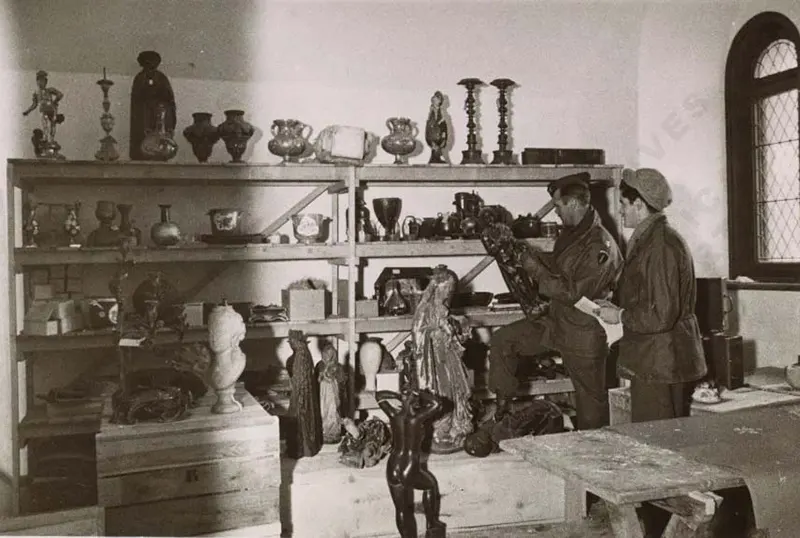 #18 Neuschwanstein Castle storage room with looted art, Sept. 1945.