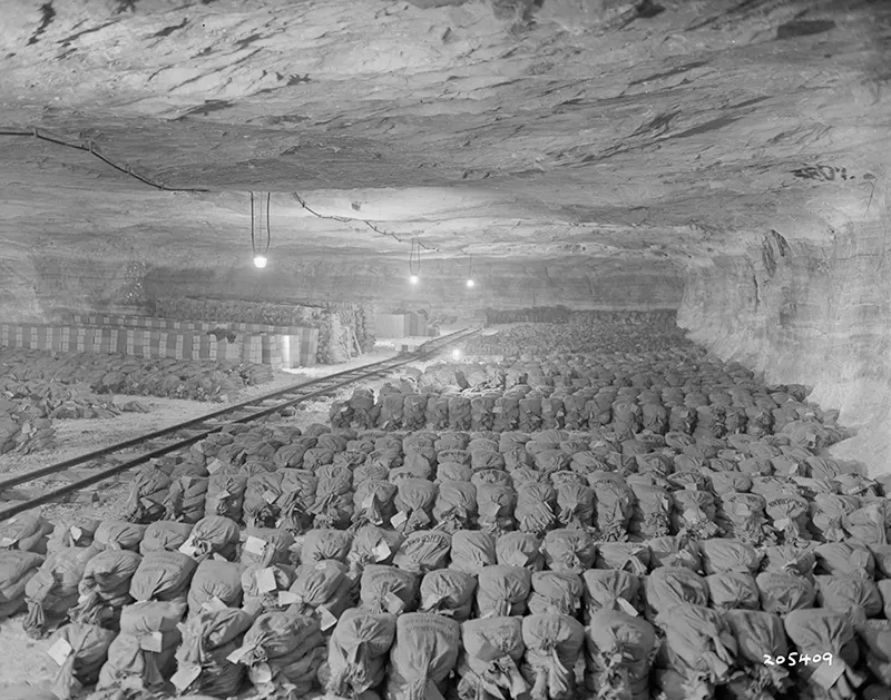 U.S. Third Army’s 90th Division discovering Reichsbank wealth and Berlin museum paintings, Merkers, Germany.