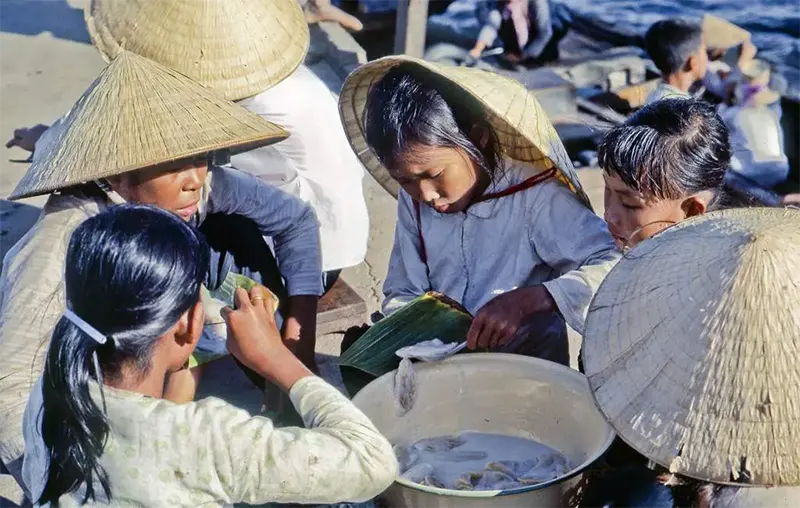 #18 Riverfront fast food in My Tho, Mekong River, 1969.