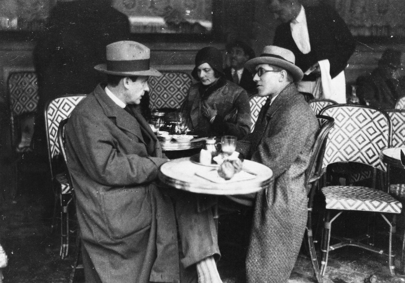 #14 Walter Gropius with Wife and Le Corbusier at Cafe des Deux Magots, Paris
