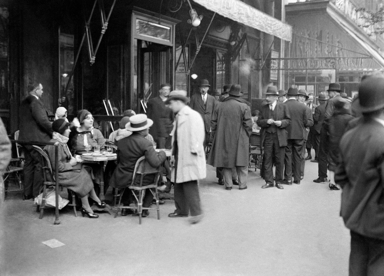 #14 Patrons at a Parisian Cafe Terrace, 1930