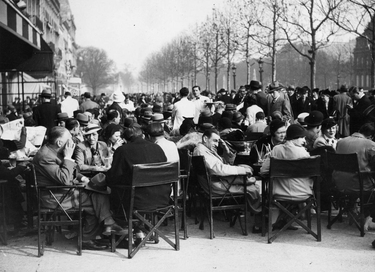 #46 Street Cafe Crowded on Easter Sunday, Champs Elysées, Paris, 3 April 1934