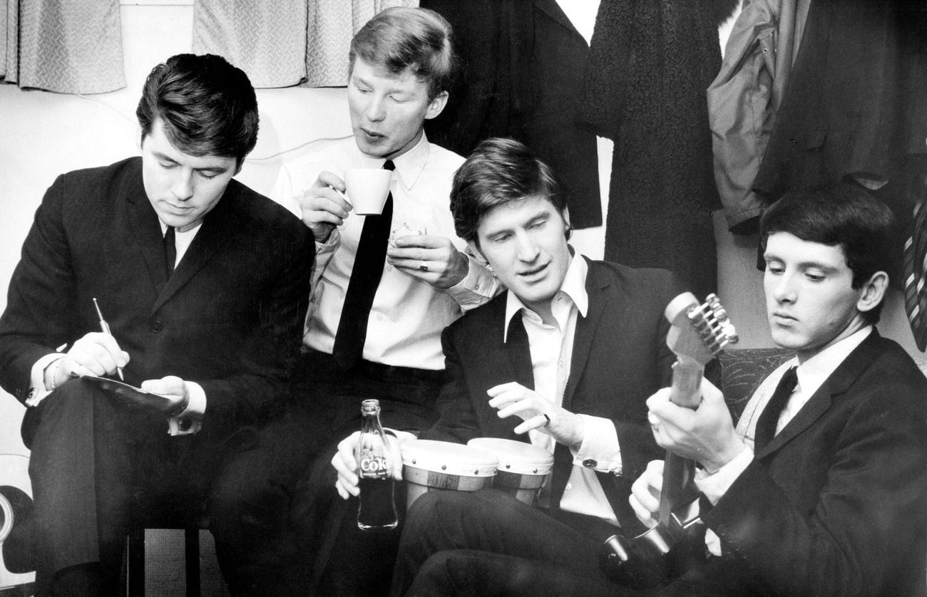 #99 The Searchers band members at the Coventry Theatre show, 1964.