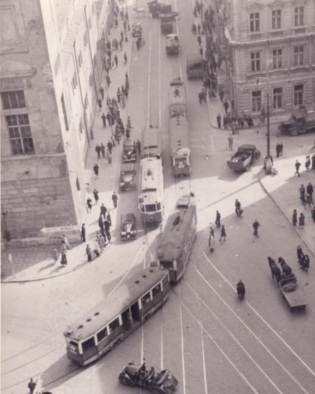 #12 A typical street in Prague, 1945.