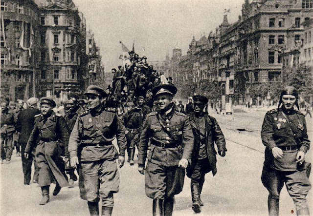 #28 First Russian tank in Václavské náměstí, Prague, 1945.